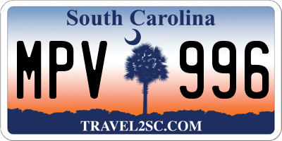 SC license plate MPV996