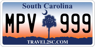SC license plate MPV999