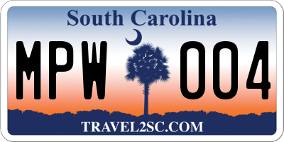 SC license plate MPW004
