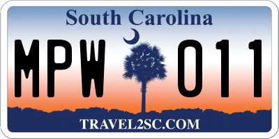 SC license plate MPW011