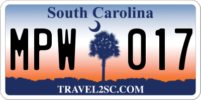 SC license plate MPW017