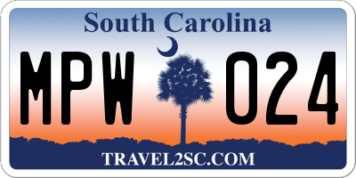 SC license plate MPW024