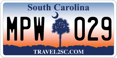 SC license plate MPW029