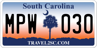 SC license plate MPW030