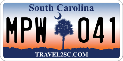 SC license plate MPW041