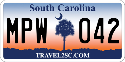 SC license plate MPW042