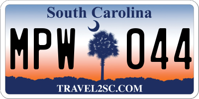 SC license plate MPW044