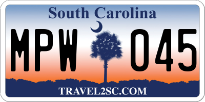 SC license plate MPW045