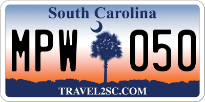 SC license plate MPW050