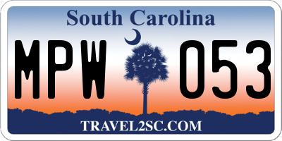 SC license plate MPW053