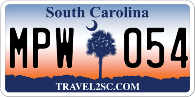 SC license plate MPW054