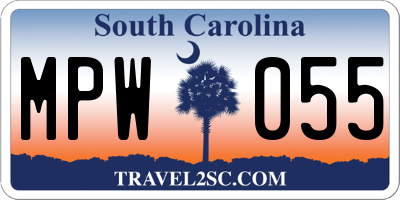 SC license plate MPW055