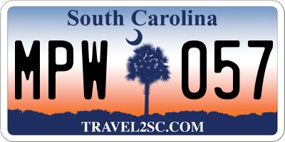 SC license plate MPW057