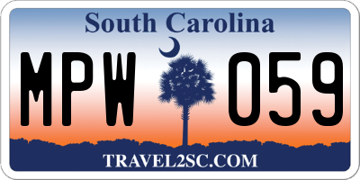 SC license plate MPW059