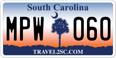 SC license plate MPW060