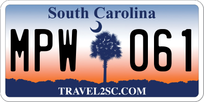 SC license plate MPW061