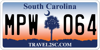 SC license plate MPW064