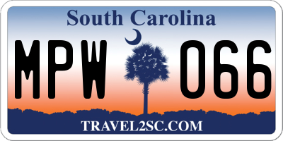 SC license plate MPW066