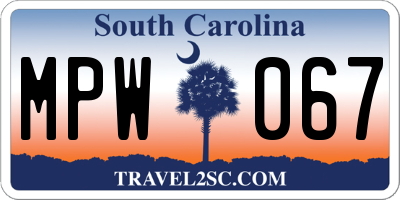 SC license plate MPW067