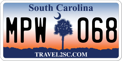 SC license plate MPW068