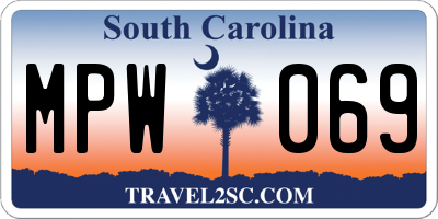 SC license plate MPW069