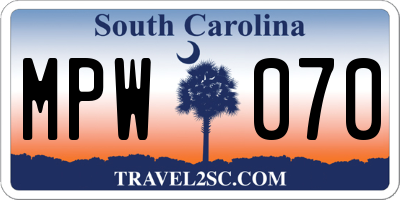 SC license plate MPW070
