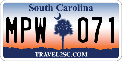 SC license plate MPW071