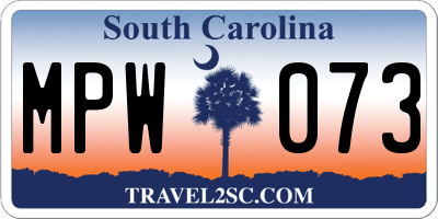 SC license plate MPW073