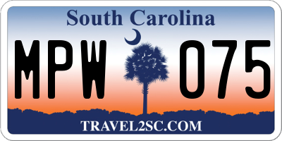 SC license plate MPW075