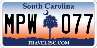 SC license plate MPW077