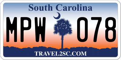 SC license plate MPW078