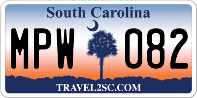 SC license plate MPW082