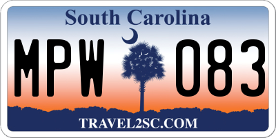 SC license plate MPW083