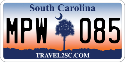 SC license plate MPW085