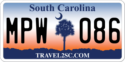 SC license plate MPW086