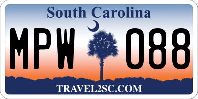 SC license plate MPW088