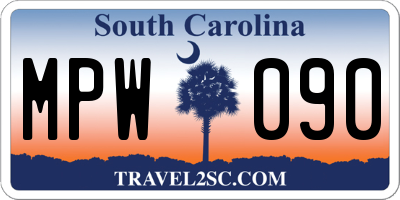 SC license plate MPW090