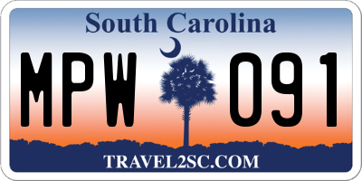 SC license plate MPW091