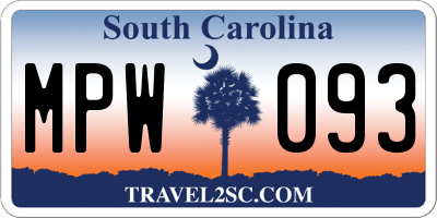 SC license plate MPW093