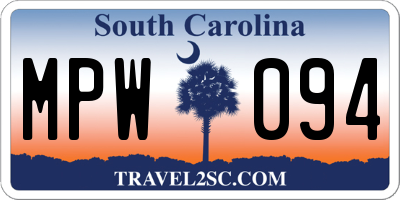SC license plate MPW094