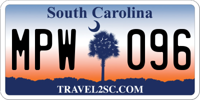 SC license plate MPW096