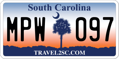SC license plate MPW097