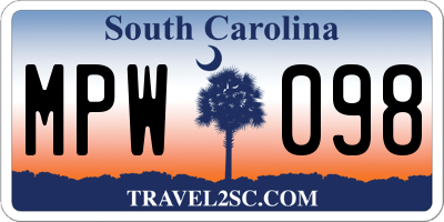 SC license plate MPW098