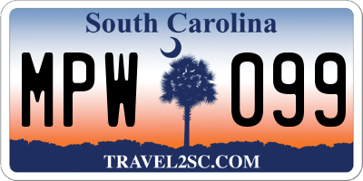 SC license plate MPW099