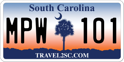 SC license plate MPW101