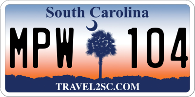 SC license plate MPW104