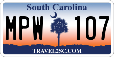 SC license plate MPW107