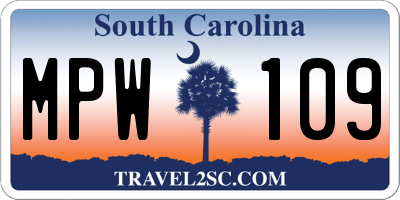 SC license plate MPW109