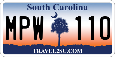 SC license plate MPW110