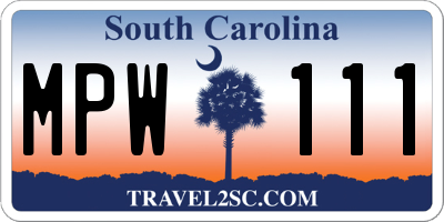 SC license plate MPW111